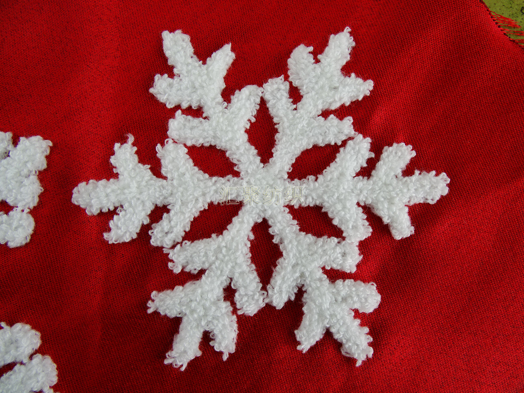 3头雪花裁片毛巾绣 定位绣花 衣片绣 单色毛巾绣 圣诞装饰袜