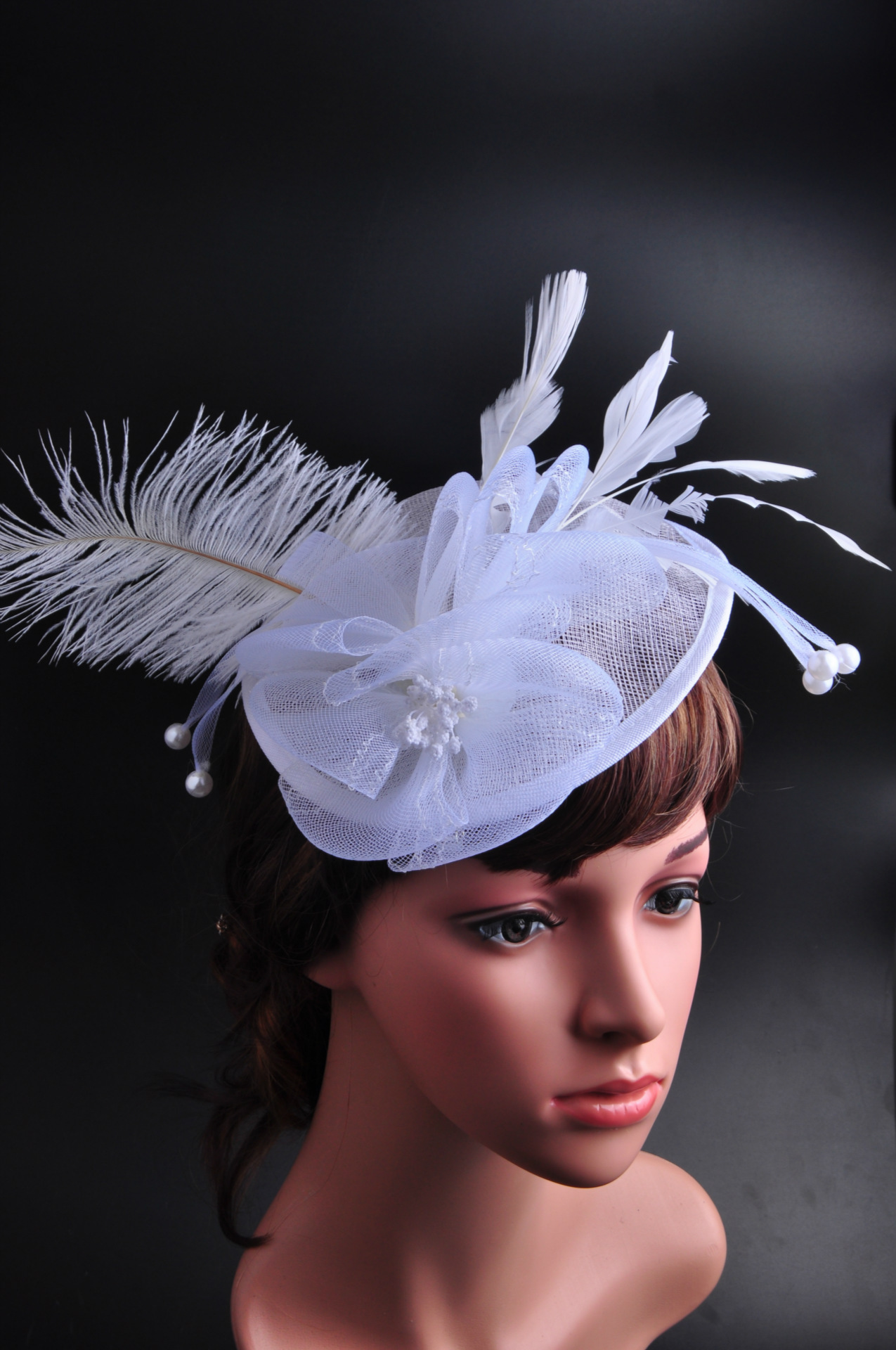 羽毛装饰花朵形状礼帽帽花 新娘发饰头饰头花头纱 英伦礼帽