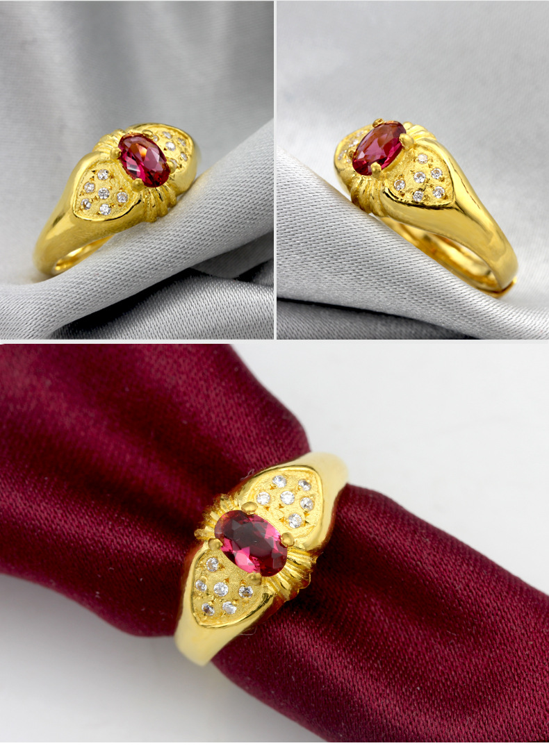 朵尔蓝 999千足金婚戒 24k黄金镶嵌宝石戒指 独家设计 可批发