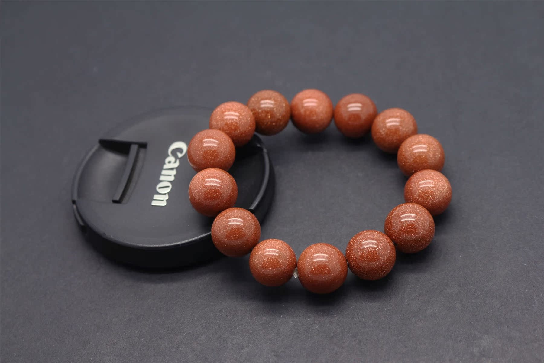 低价直销金沙石手链 14mm天然a货金沙石男款圆珠手链首饰品批发