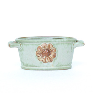 多肉花盆陶瓷窑变欧式椭圆形双耳水桶粗陶花盆桌面绿植花器