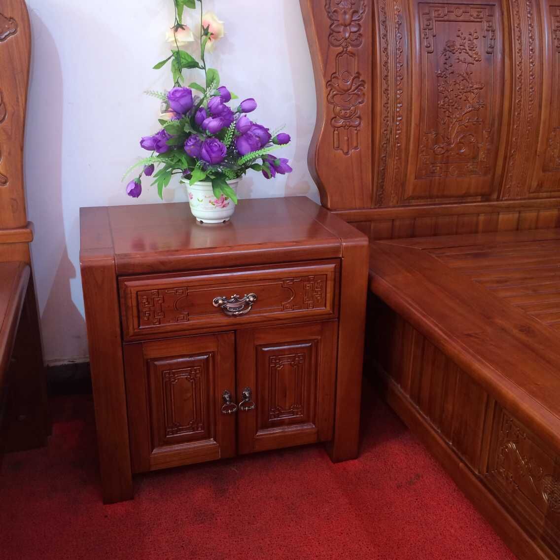 红榉木双人床 现代中式红榉木双人床 红玫瑰色红榉木1.8m双人床