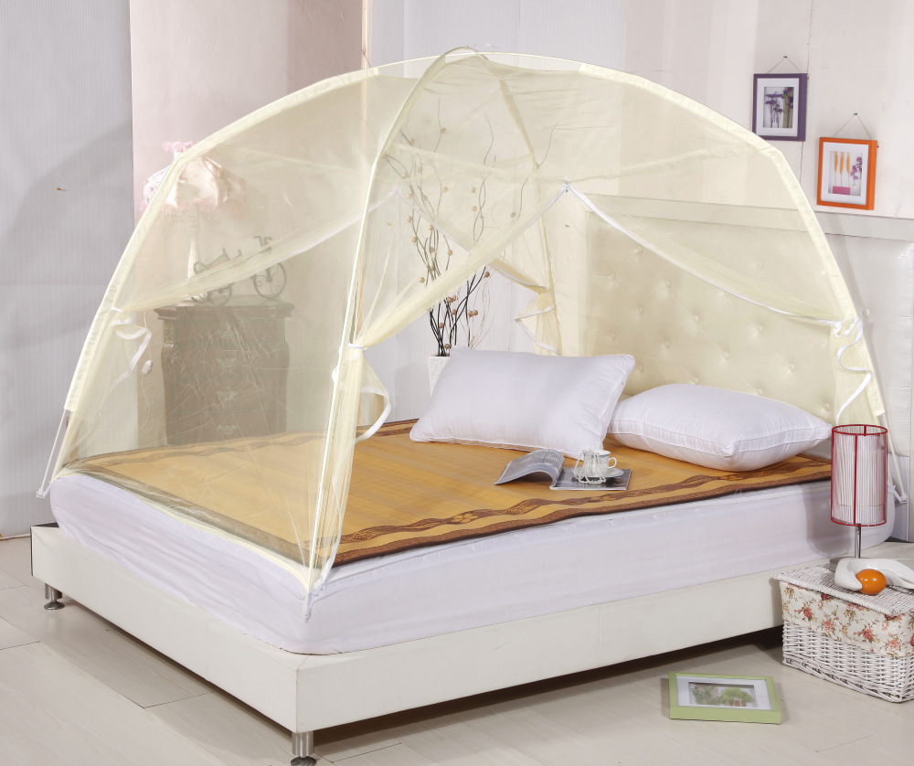 厂家直销蒙古包免安装蚊帐学生拉链双开门加高有底圆顶折叠蚊帐