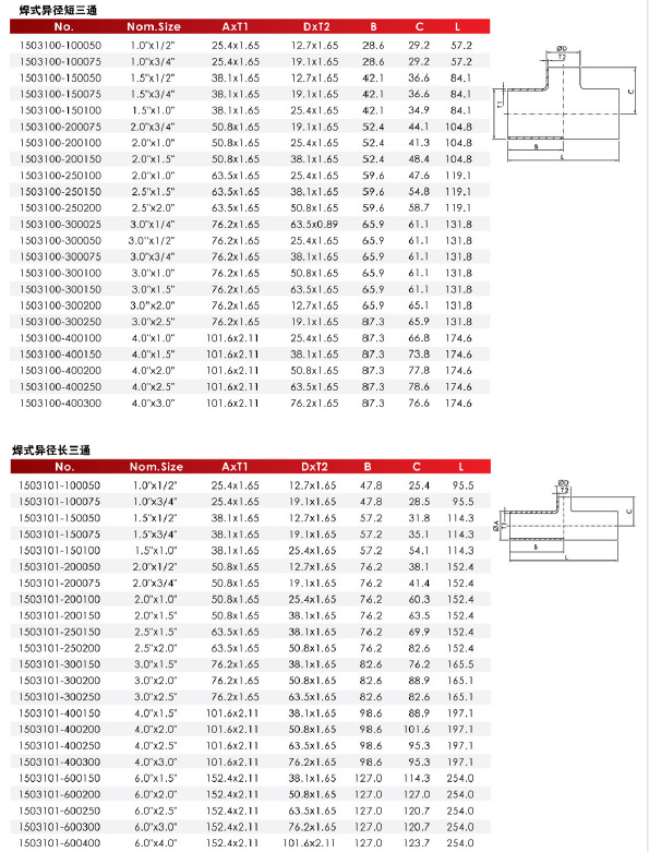 新莱din标准 卫生级 不锈钢 同径 异径 三通 304 316l可选