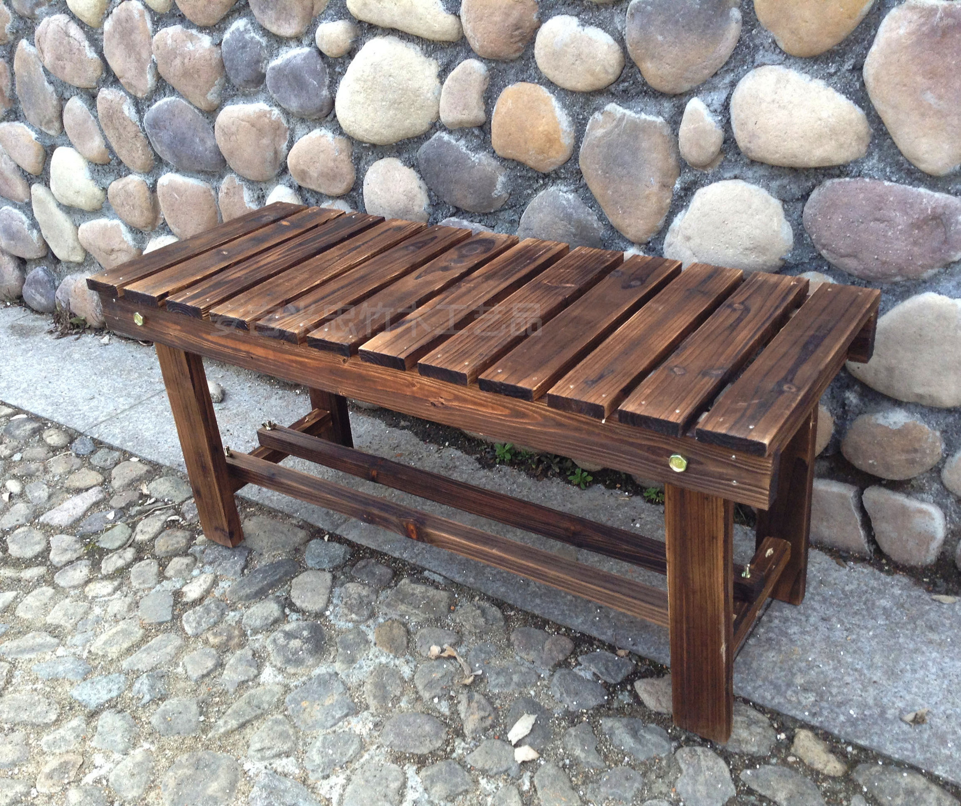 加厚加固庭院公园椅阳台长椅子碳化防腐木长椅花架花凳换鞋凳图片_4