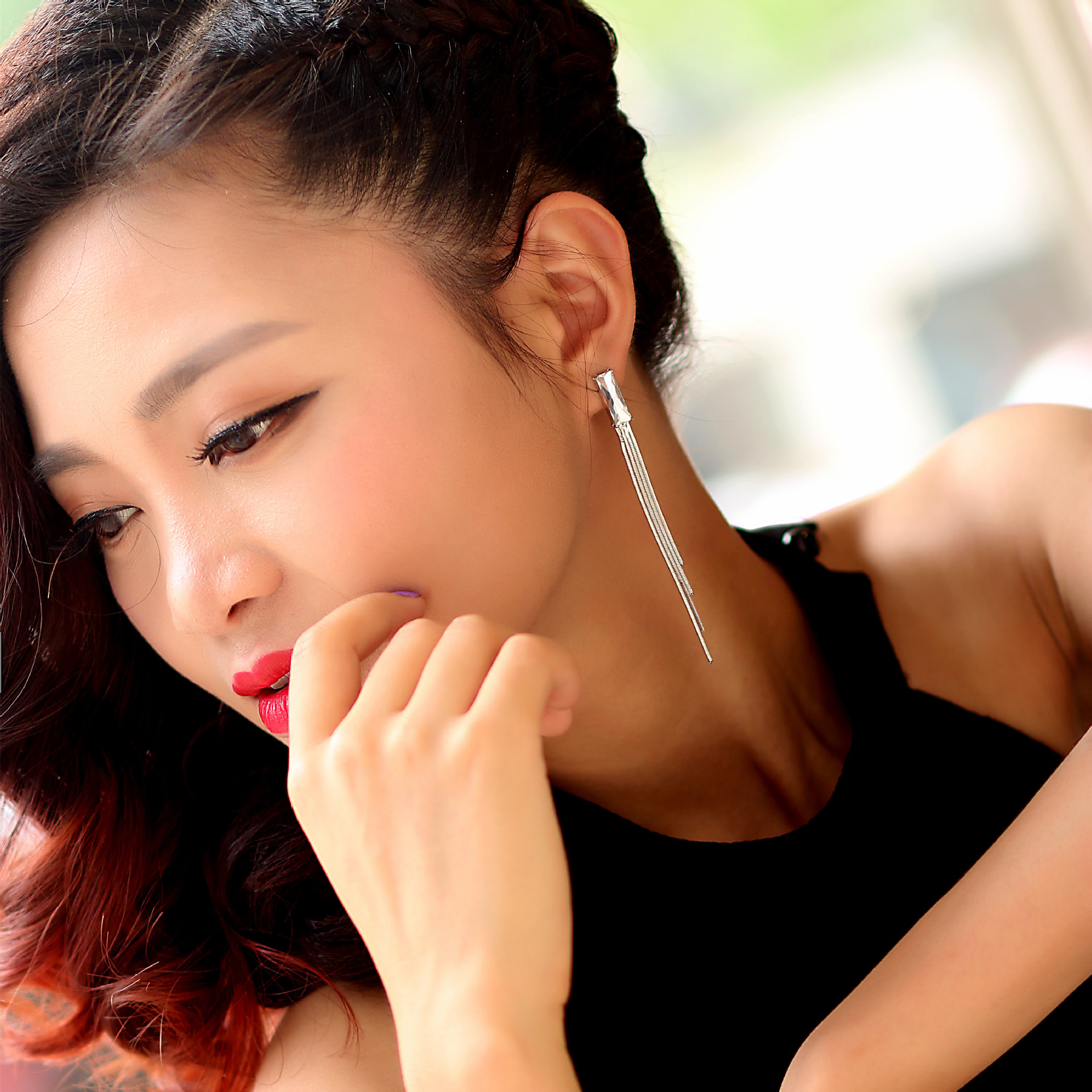 欧美时尚高档长款水晶钻耳钉批发微镶精美小饰品女生耳饰混批