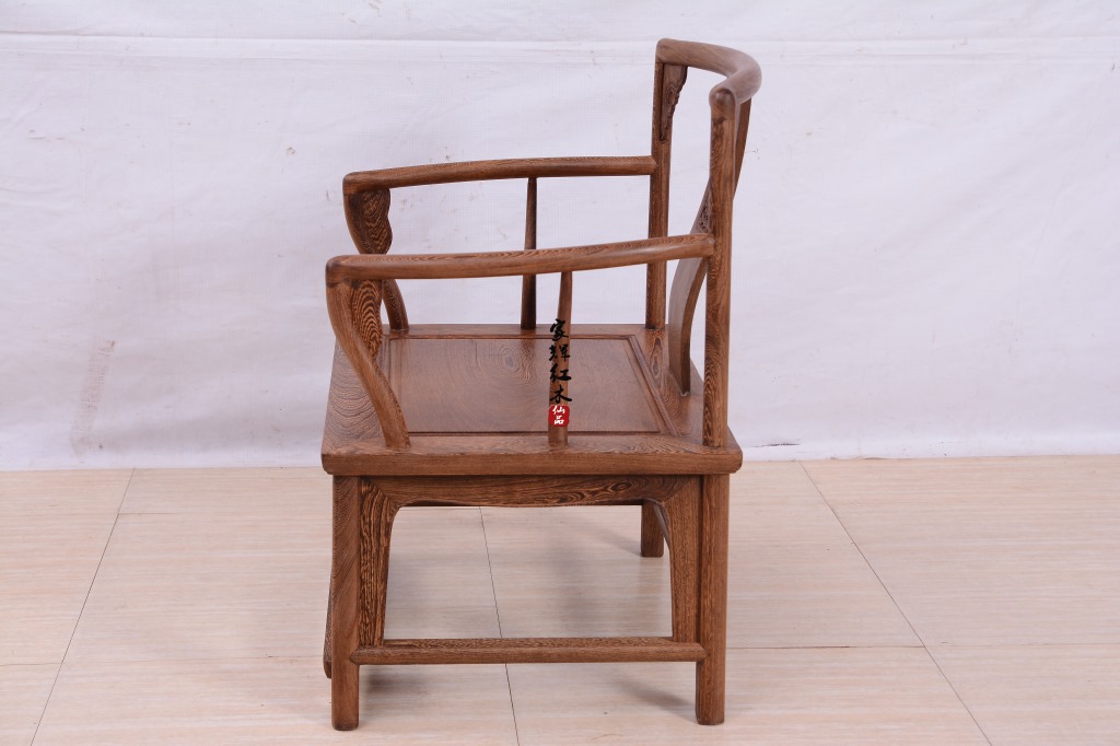 中式宫廷红木家具鸡翅木南官帽椅实木靠背椅子仿古扶手椅矮官帽椅图片