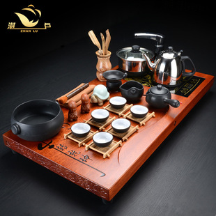 湛卢 红木高端茶盘茶海实木大号排水茶具 茶盘电磁炉一体