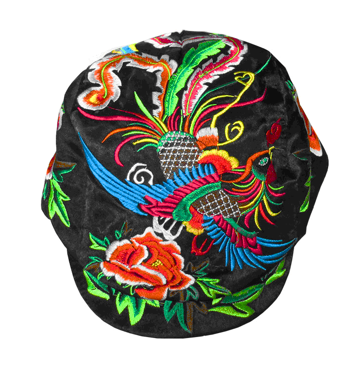 淘宝热卖 丽江杨丽萍同款凤凰鸭舌绣花帽 女式时尚休闲刺绣帽子