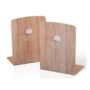 得力书立架书夹书档书靠桌面档书板复古塑料木纹韩国创意文具9280