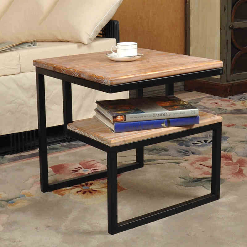 江农兴 美式经典做旧复古铁艺茶几 室内酒店客厅卧室沙发边几定制