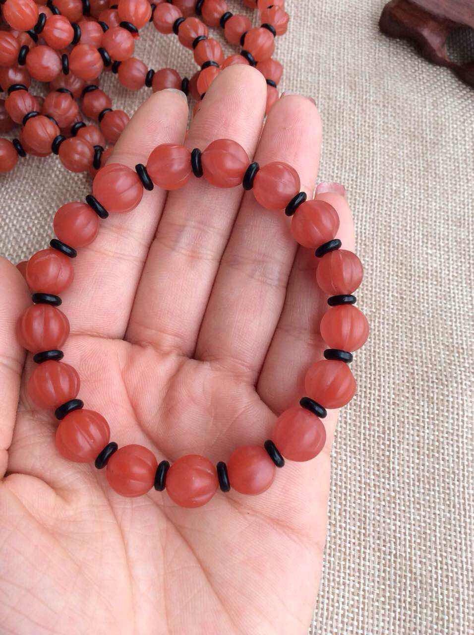 特价 新款 天然南红玛瑙 9-10mmm水红西瓜珠 单层手链 招代理