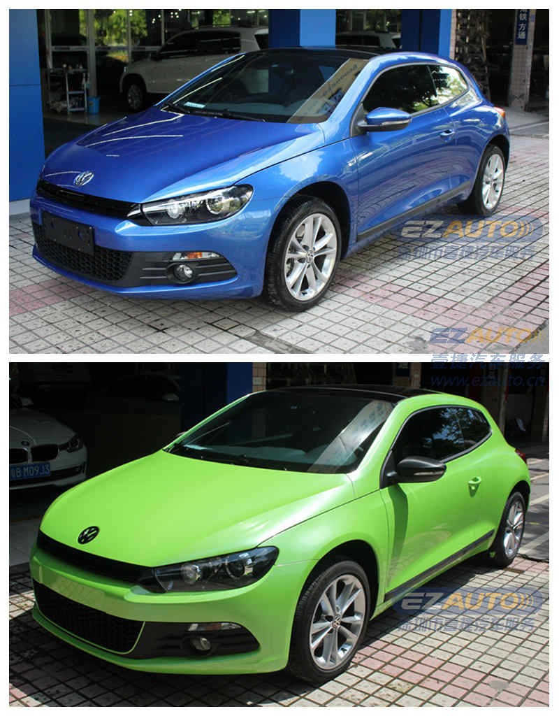 杭州改色|杭州汽车贴膜|杭州车身改色,大众尚酷全车贝壳绿