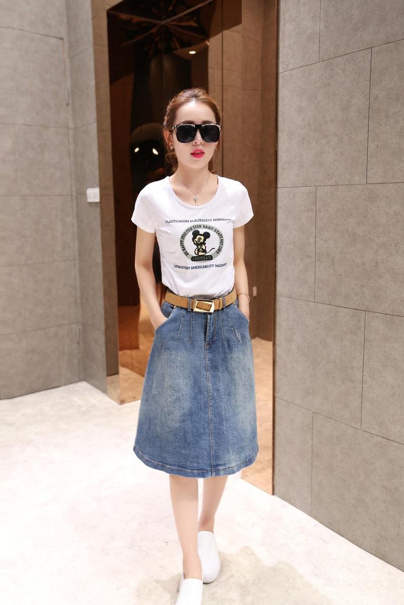 夏季新款牛仔裙文艺范韩版显瘦牛仔半身中长裙a字裙长裙