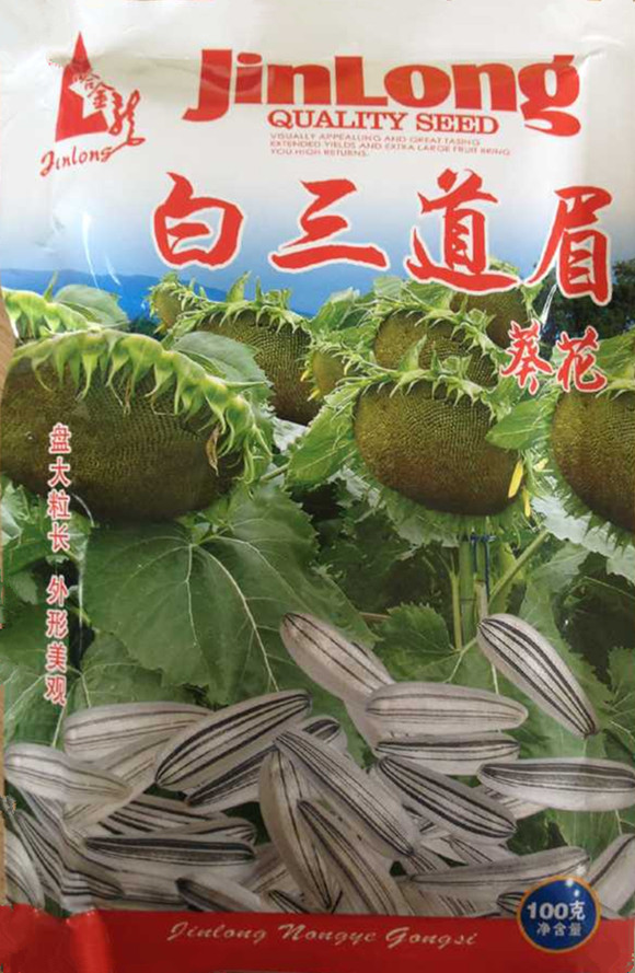 葵花籽种子 白三道眉葵花种子 白瓜子向日葵 盘大粒长 100g/包
