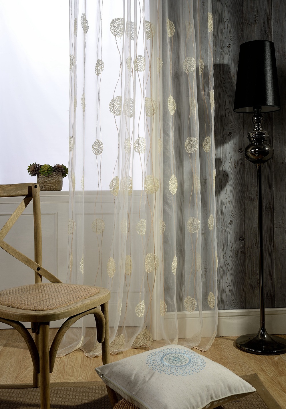 【气球花】进口欧根纱绣花窗纱 百搭窗纱 简约风格 韩风