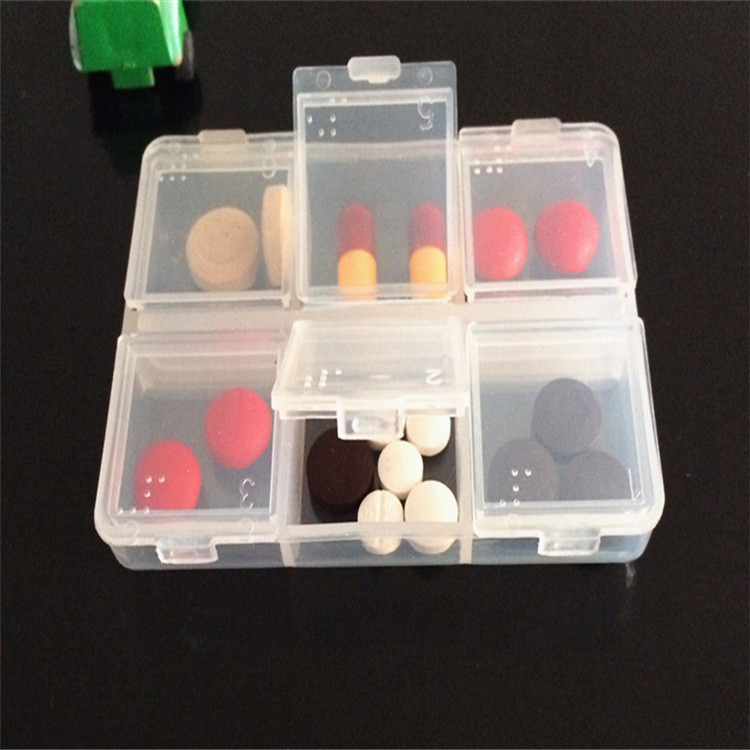 透明6格盲人药盒 盲文便携药盒 老人保健药盒赠品药盒 塑料 厂家