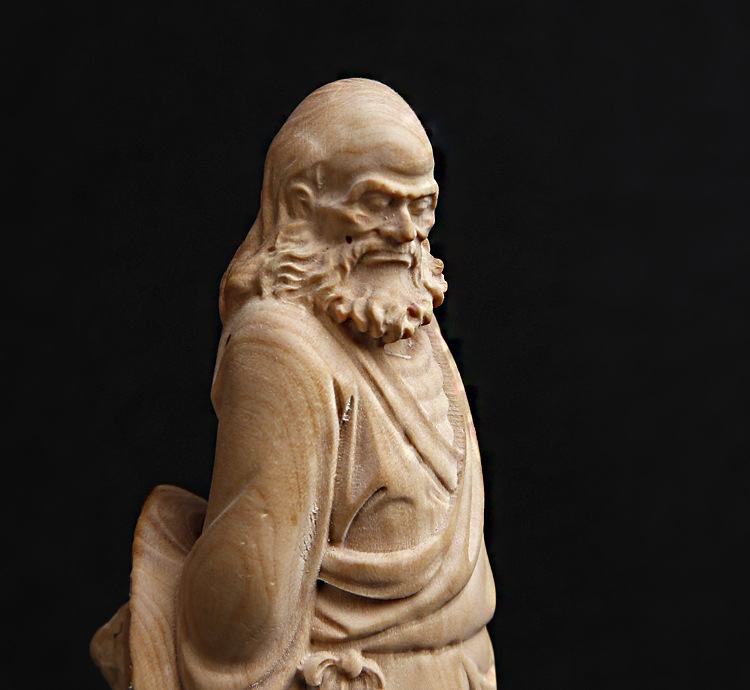 豪缘精品黄杨木手工精雕摆件达摩做工好车载摆件送礼佳品