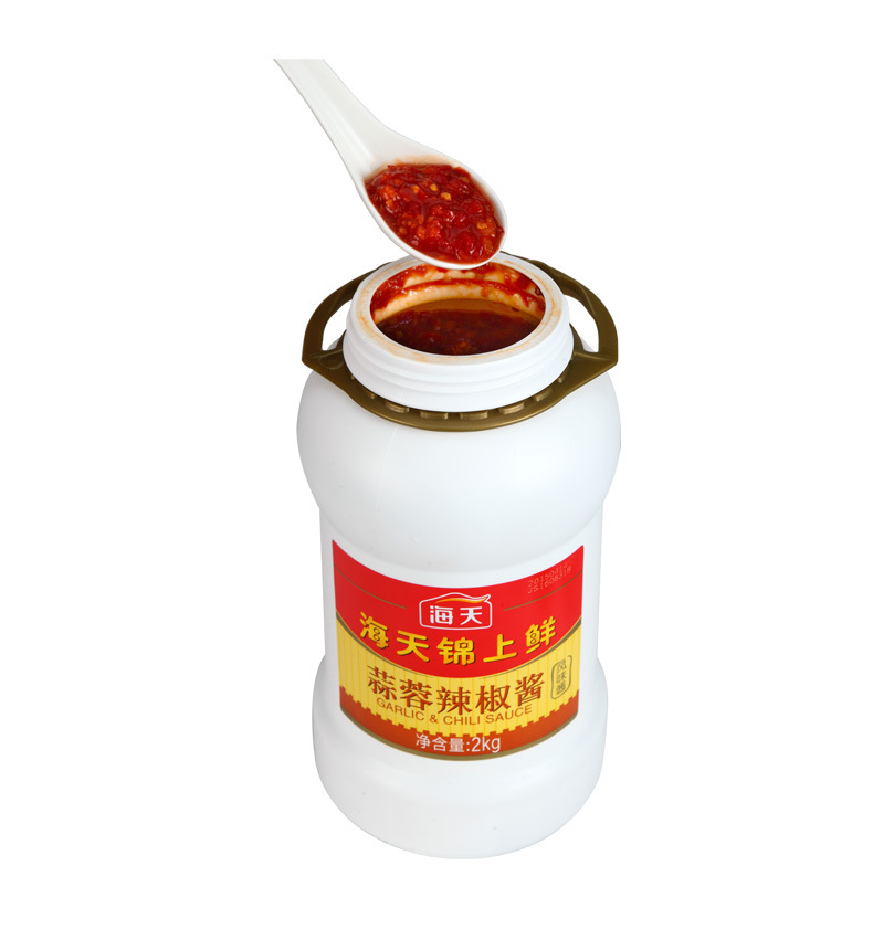 海天锦上鲜蒜蓉辣椒酱2kg调料配料火锅蘸料蒜蓉酱包邮
